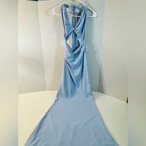 Peppermayo Light Blue Backless Maxi Dress